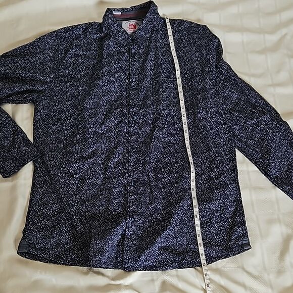 Tailored Recreation Men's Button Down Long Sleeves Cotton Shirt Navy Blue 2XL - Picture 10 of 16